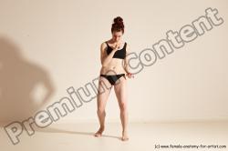 Underwear Martial art Woman White Moving poses Slim medium brown Dynamic poses Academic